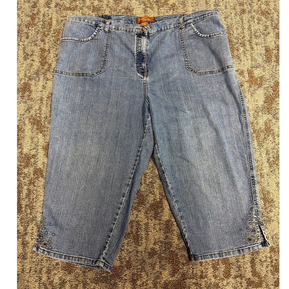Liz & Me Signature Blue Jean Capris Pant Embroidered Size 20W (see description)